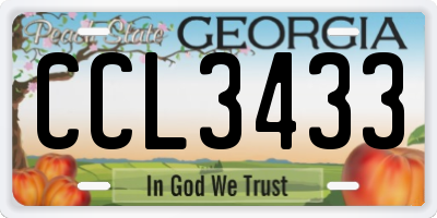 GA license plate CCL3433