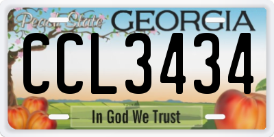 GA license plate CCL3434