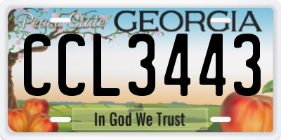 GA license plate CCL3443