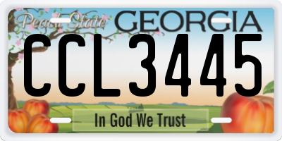 GA license plate CCL3445