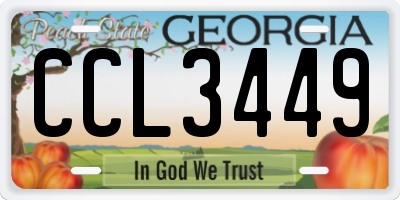 GA license plate CCL3449