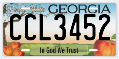 GA license plate CCL3452