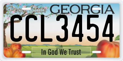 GA license plate CCL3454