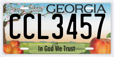 GA license plate CCL3457