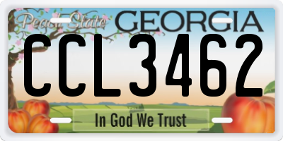 GA license plate CCL3462