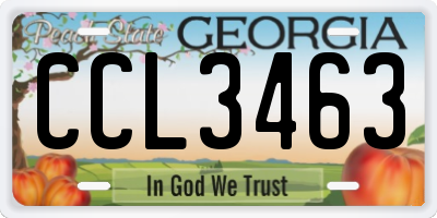 GA license plate CCL3463