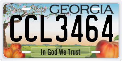 GA license plate CCL3464