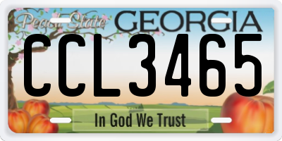 GA license plate CCL3465