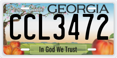 GA license plate CCL3472