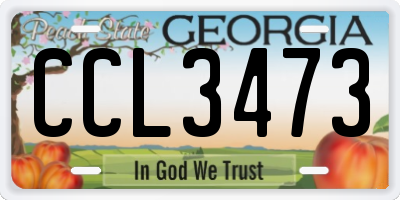 GA license plate CCL3473