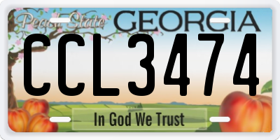 GA license plate CCL3474
