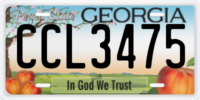 GA license plate CCL3475