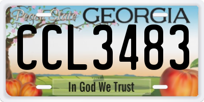 GA license plate CCL3483