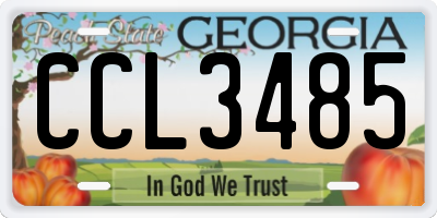 GA license plate CCL3485