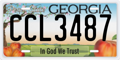 GA license plate CCL3487