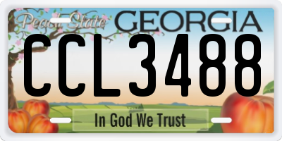 GA license plate CCL3488