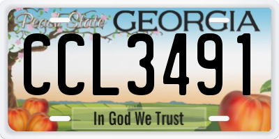 GA license plate CCL3491