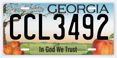 GA license plate CCL3492