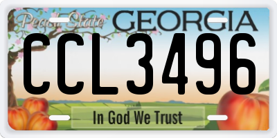GA license plate CCL3496