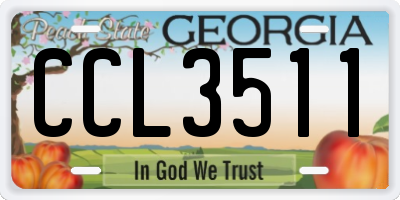 GA license plate CCL3511
