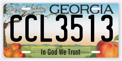 GA license plate CCL3513