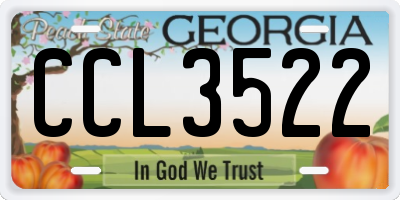 GA license plate CCL3522