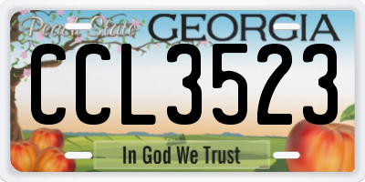 GA license plate CCL3523