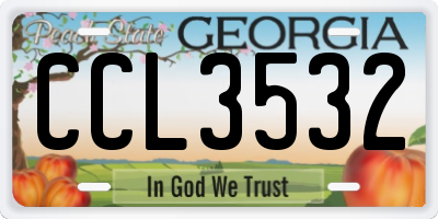GA license plate CCL3532