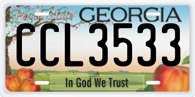 GA license plate CCL3533