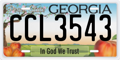 GA license plate CCL3543