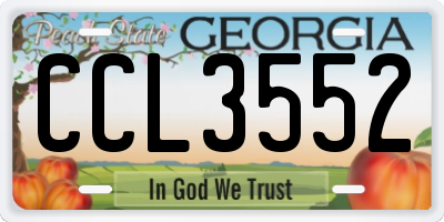 GA license plate CCL3552