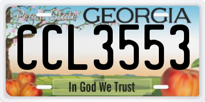 GA license plate CCL3553