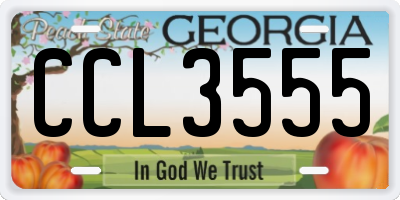 GA license plate CCL3555