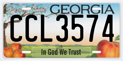 GA license plate CCL3574