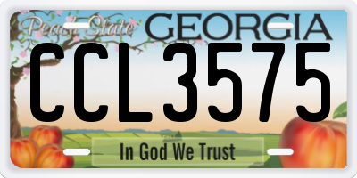 GA license plate CCL3575