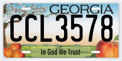GA license plate CCL3578