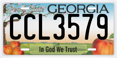GA license plate CCL3579