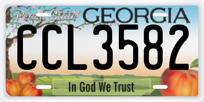 GA license plate CCL3582
