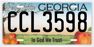 GA license plate CCL3598