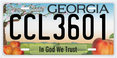 GA license plate CCL3601