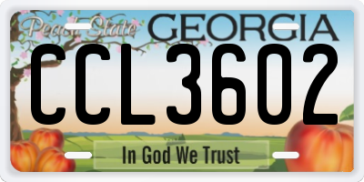 GA license plate CCL3602