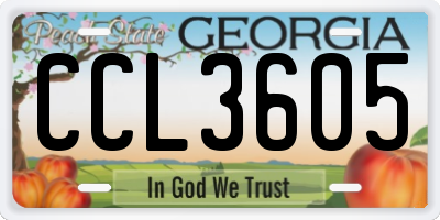 GA license plate CCL3605