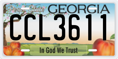 GA license plate CCL3611