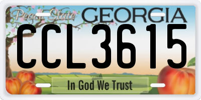 GA license plate CCL3615