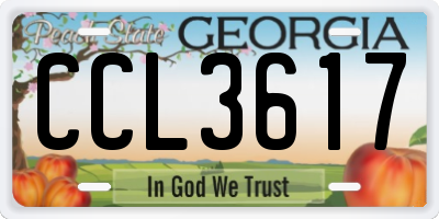 GA license plate CCL3617