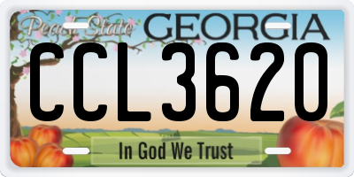 GA license plate CCL3620