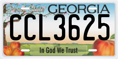 GA license plate CCL3625