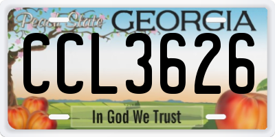 GA license plate CCL3626