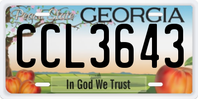 GA license plate CCL3643