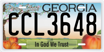 GA license plate CCL3648